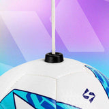 Soccer kick trainer SenseBall with string and mobile app for training