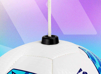 Soccer kick trainer SenseBall with string and mobile app for training
